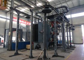 剛剛將一臺(tái)發(fā)往上海的懸鏈通過式拋丸機(jī)安裝完畢！大喜！